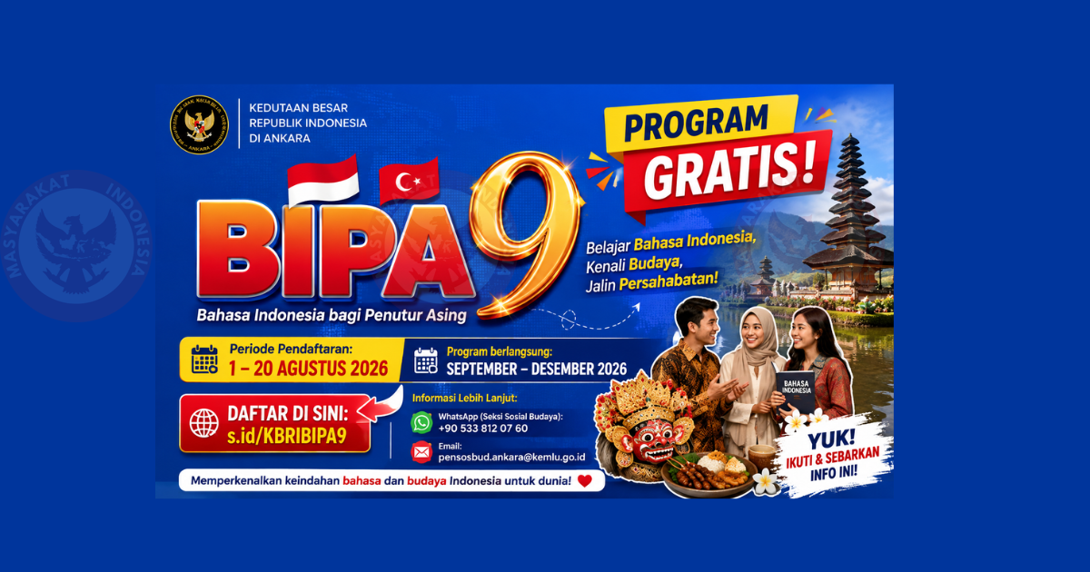 ¡Ya están abiertas las inscripciones para la 9.ª edición del curso de lengua indonesia (BIPA)! Aprende indonesio gratis en la Embajada de Indonesia en Ankara.